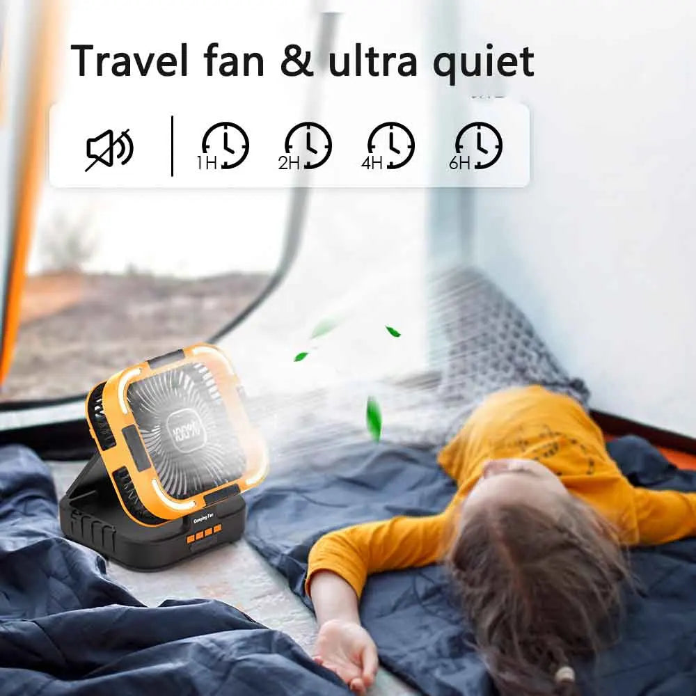 Solar Portable Electric Fan with LED Lights