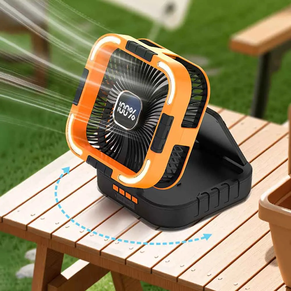 Solar Portable Electric Fan with LED Lights