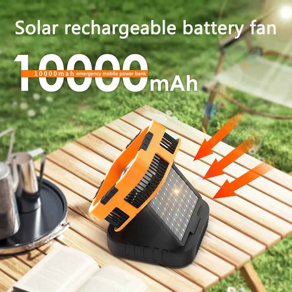 Solar Portable Electric Fan with LED Lights