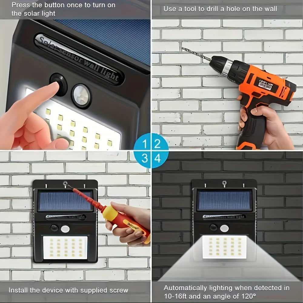 1/2/4pcs Sensor Solar Outdoor Wall Lights