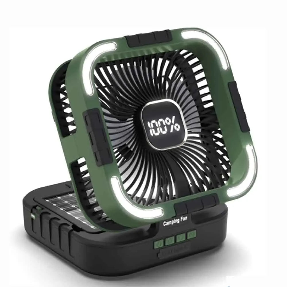 Solar Portable Electric Fan with LED Lights