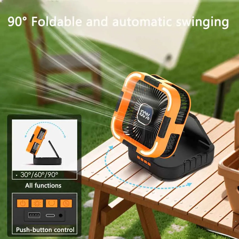 Solar Portable Electric Fan with LED Lights
