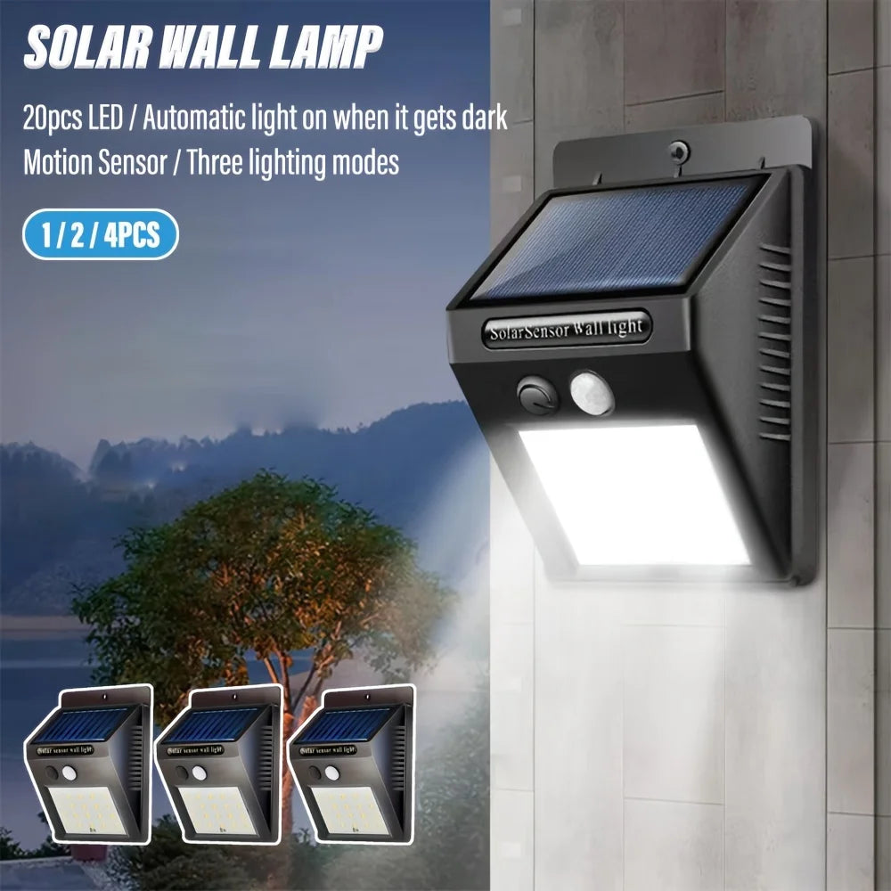 1/2/4pcs Sensor Solar Outdoor Wall Lights