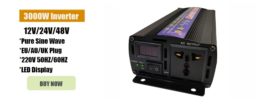 3000W 12V/24V Wind Turbine Solar Panels Battery 220V Inverter